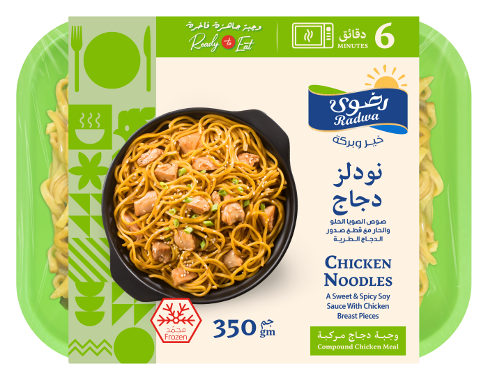 <p>نودلز الدجاج 350غم (وجبة جاهزة)</p>

<p>&nbsp;</p>