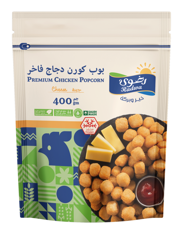 <p>بوب كورن دجاج مجمد فاخر 400غم (جبنة)</p>